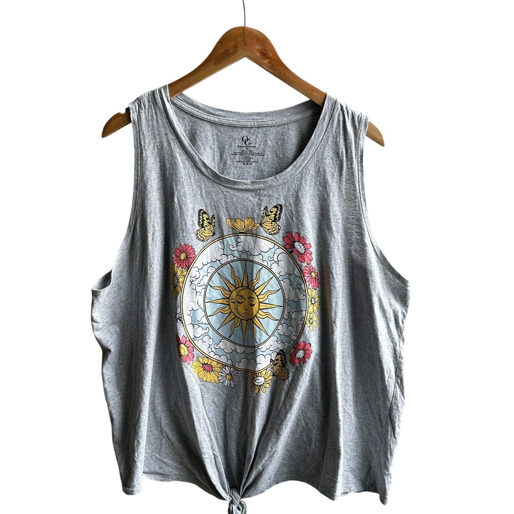 Organic Generation Tee‎ Shirt  Sun Graphic Tie Front Summer Casual 3X NWOT